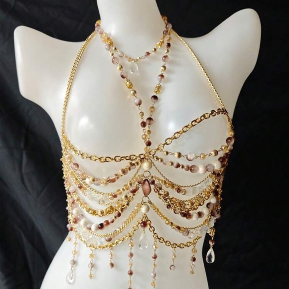 Jewelry - Beautiful bearded gold chain bra top | one size | brand new | boho festival